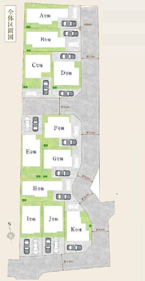 中央線 吉祥寺駅 バス13分 天神前停歩5分 三鷹市北野3丁目 新築戸建の区画図
