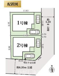 大磯町東小磯　新築戸建　全２棟の区画図|対象１号棟