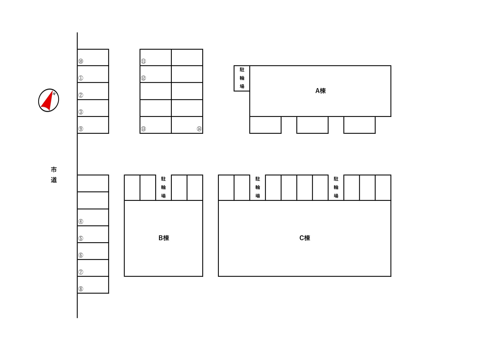 シャルマン竜之口Bの区画図