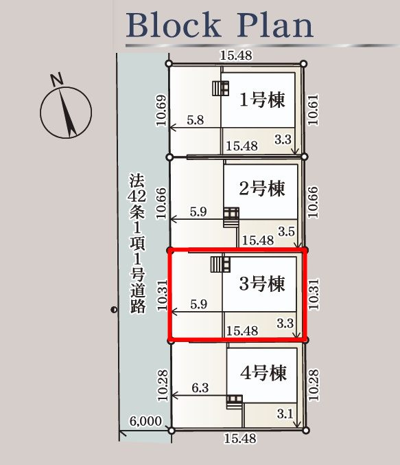 岩瀬郡鏡石町境　　　３号棟　　　鏡石第１小学校、鏡石中学区の区画図