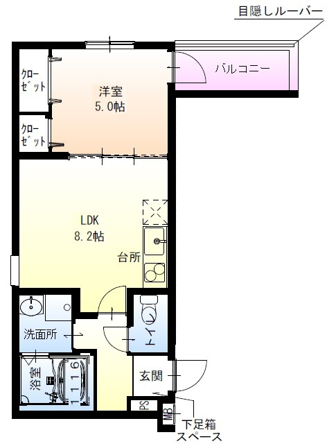 フジパレス我孫子西Ⅲ番館の間取り
