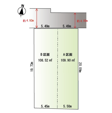 【区画図】 | 練馬区富士見台３丁目　売地　B区画 | B区画：100ｍ2超えの整形地、建築条件はございません