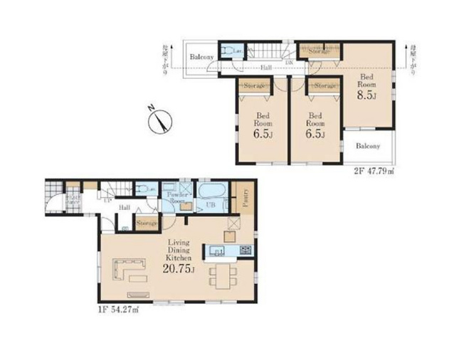 【間取り】 | 清瀬市下宿2丁目　新築一戸建住宅　全19棟　(志木本店) | オープンエアな開放感が広がる、ワンフロアタイプ20帖のLDK