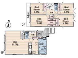 厚木市妻田東１丁目の新築一戸建の区画図