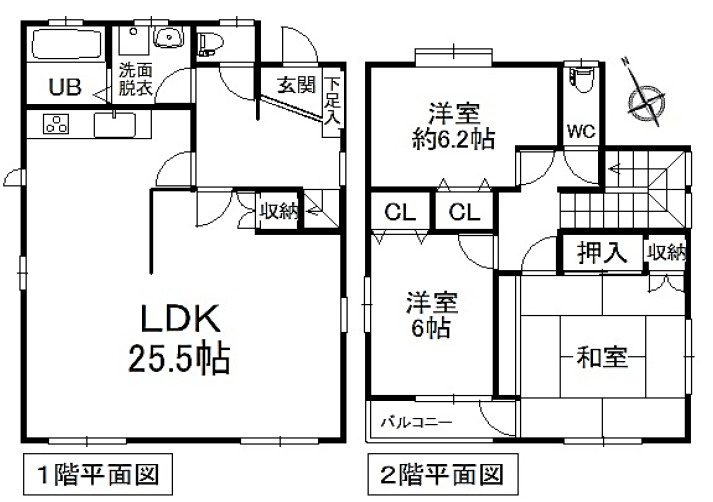 上鳥渡　中古戸建て　リフォーム物件の間取り