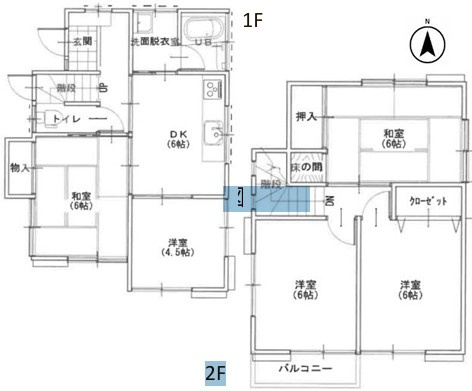 【中古】鶴ヶ島市中新田中古住宅の間取り