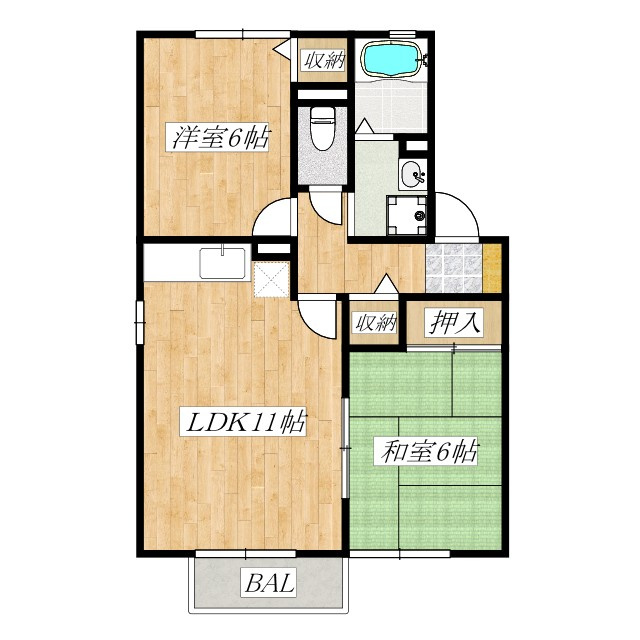 ドミールエム　弐番館の間取り|ファミリー向けの２LDK☆