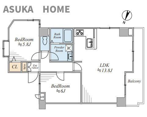ビックヴァン二俣川ホームズの間取り|角部屋で窓がたくさんあり陽当たり良好で、収納も充実している間取りです。