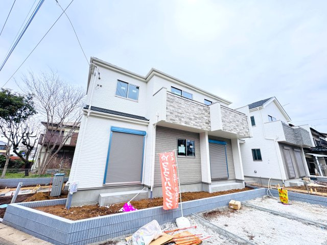 流山市江戸川台東１丁目新築戸建【江戸川台小学校：10分】の外観|A号棟外観・3月2日撮影・もうすぐ完成！