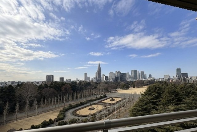新宿区大京町の中古マンションの展望|リビングからの眺望　新宿御苑を望めます