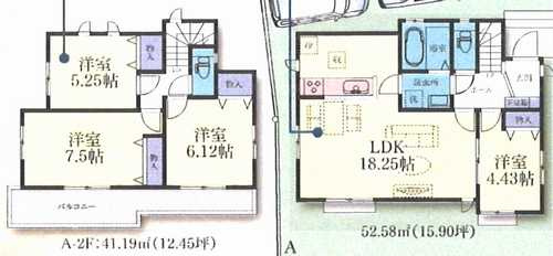 綾瀬市深谷中4丁目　新築戸建全2棟の間取り