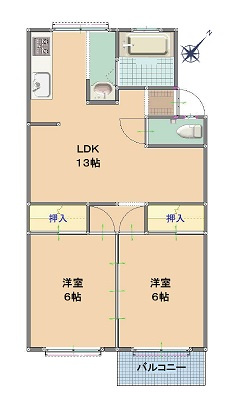 広島市安佐北区落合南１丁目の賃貸マンションの間取り