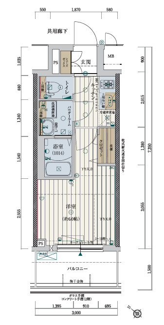レジュールアッシュ神戸ヴィヴァンの間取り