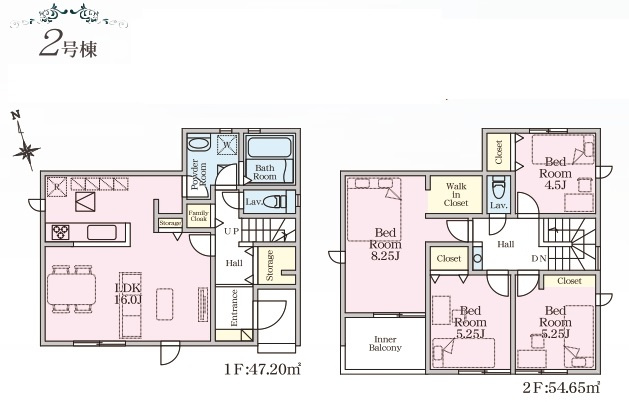 流山市松ケ丘５丁目新築戸建（松ケ丘5丁目24-1期）の間取り|2号棟：4LDK