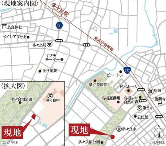 【新築】館林市西高根町第３　１号棟(全２棟)　リーブルガーデン　新築建売分譲の地図
