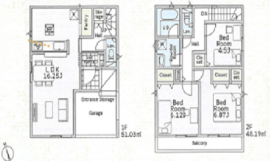 平塚市田村第48　新築戸建　全２棟　1号棟の区画図