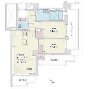 ファミールグラン恵比寿の間取り|ファミールグラン恵比寿：北東向き角部屋！全居室収納・窓が付いた２ＬＤＫリノベーション物件にはアルコーブが付いております！