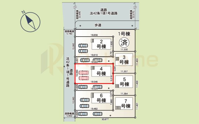 土浦市生田町第4　新築戸建て　4号棟の区画図|大きなお買い物だからこそ、メリット・デメリットを伝えさせて頂きます。
R-homeにお任せください♪