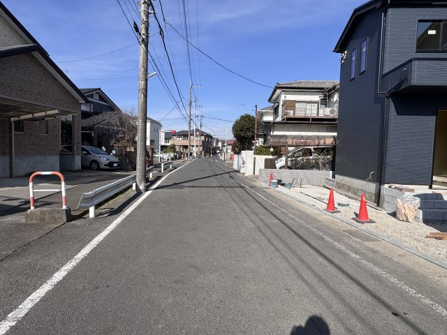 流山市東初石１丁目新築戸建（東初石７期）の前面道路含む現地写真|南西側前面道路・幅員約7.8ｍ