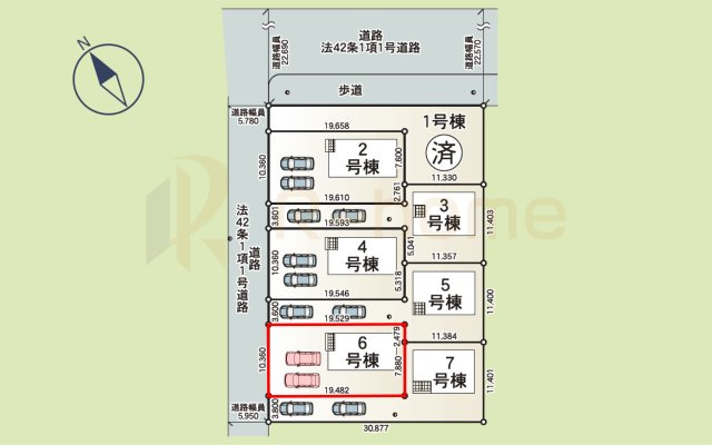 土浦市生田町第4　新築戸建て　6号棟の区画図|大きなお買い物だからこそ、メリット・デメリットを伝えさせて頂きます。
R-homeにお任せください♪
