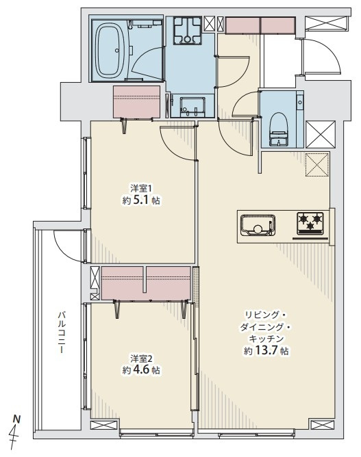 シティプラザ恵比寿の間取り|シティプラザ恵比寿：西向き角部屋！全居室収納・窓が付いた２ＬＤＫリノベーション物件は住宅ローン減税利用可能です！