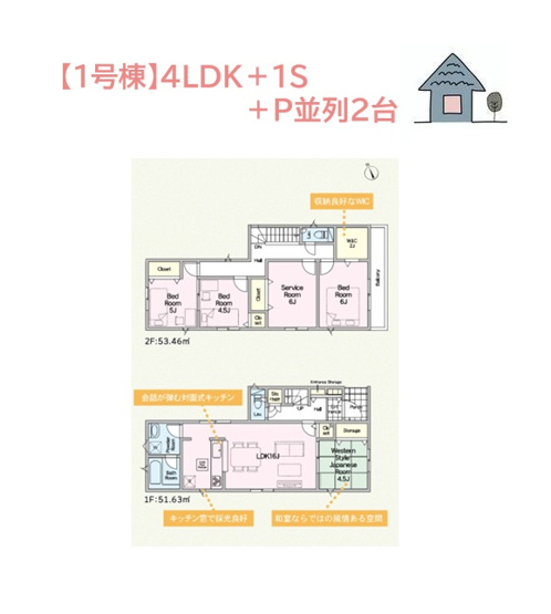 【間取り】 | １日を通して日照時間長い全室南向きの２方（北・東）角住居◎　
お家賃と変わらない６万円台の月額お支払い額で、一生に一度の素敵な住まいを手に入れませんか♪