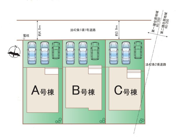 福岡市南区警弥郷1丁目第1-3棟(A号棟)の区画図|配置図（A号棟）
