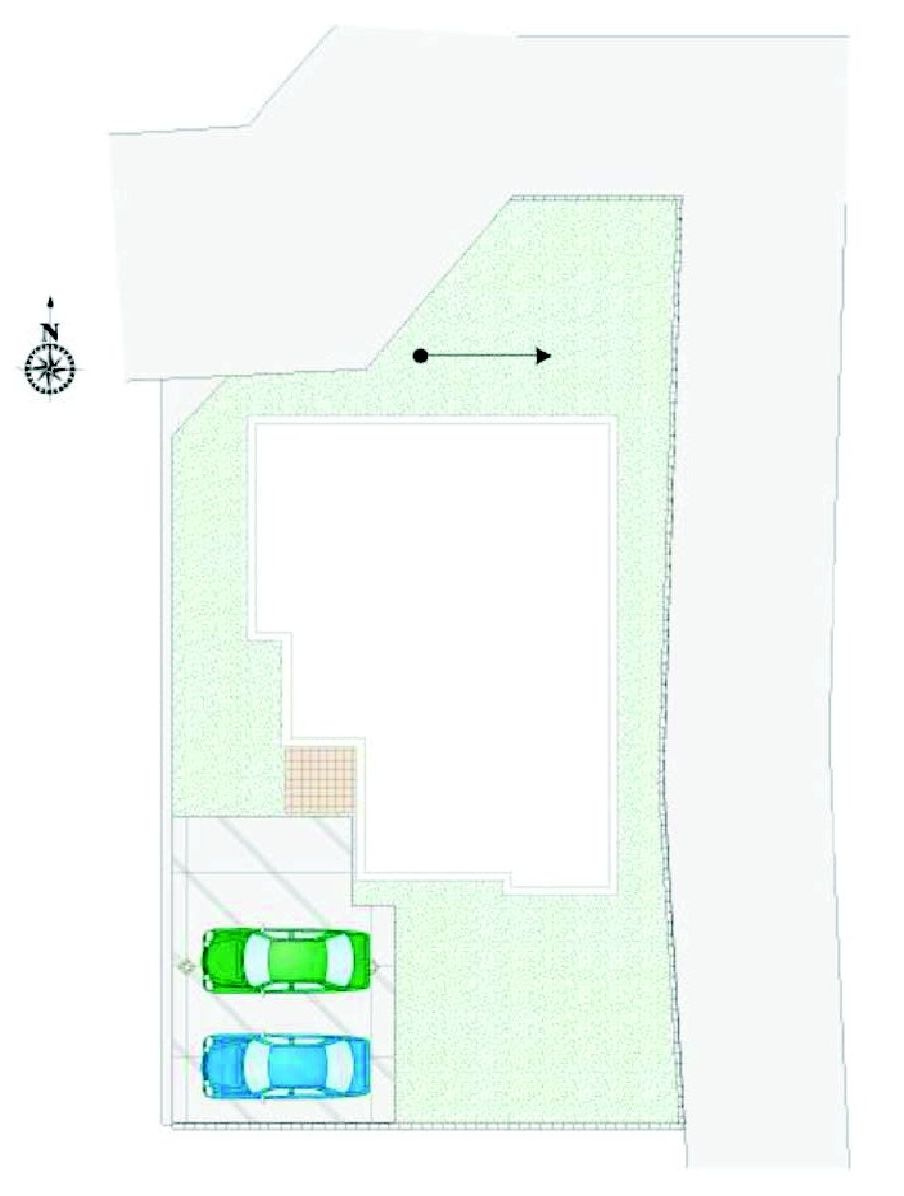 前橋市元総社町2号棟（平屋）　新築住宅の区画図|駐車場4台ご用意しています！
来客時も重宝しますよ！