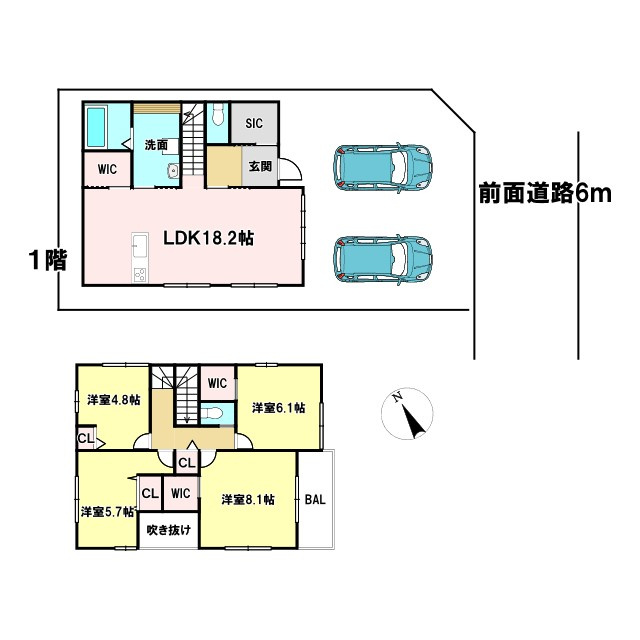加良部２期　新築戸建　１号棟の間取り