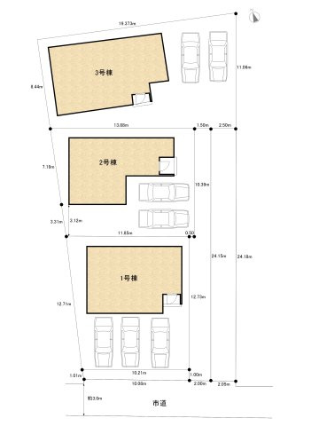 碧南市坂口町2丁目1期　新築戸建＜1号棟＞の区画図|駐車スペース3台分有（車種による）