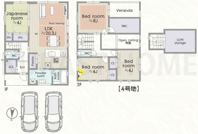 京都市西京区川島三重町　新築戸建の間取り