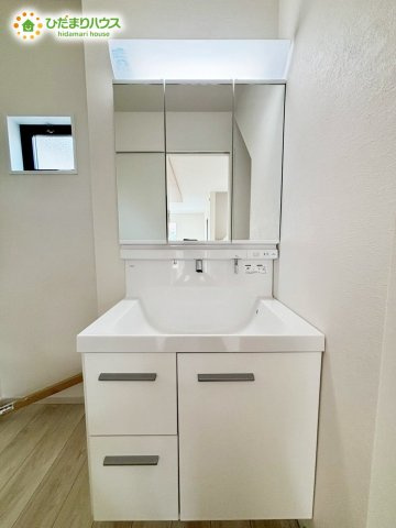 野田市山崎24期　新築戸建　1号棟の独立洗面台|清潔感溢れるスタイリッシュなデザインの洗面化粧台！！
