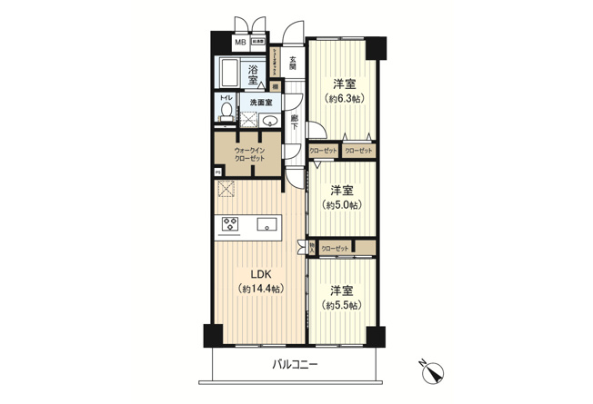 【間取り】 | ローズハイツ宝塚 | リフォーム完了予定：2026年11月中旬
＊リフォーム前の間取図です