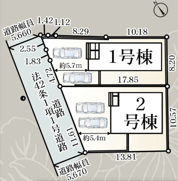新築戸建　富士宮市北町第２　全2棟　１号棟の区画図|1号棟です