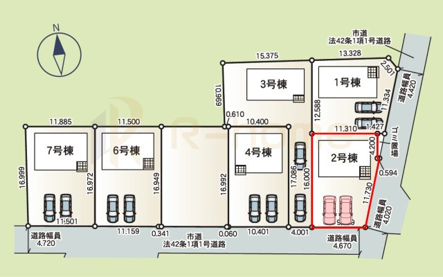 かすみがうら市下稲吉第15　新築戸建て　2号棟の区画図|大きなお買い物だからこそ、メリット・デメリットを伝えさせて頂きます。
R-homeにお任せください♪
