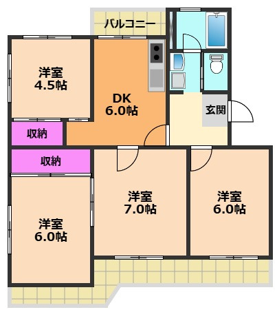 高槻塚原台ハイツ13号棟の間取り