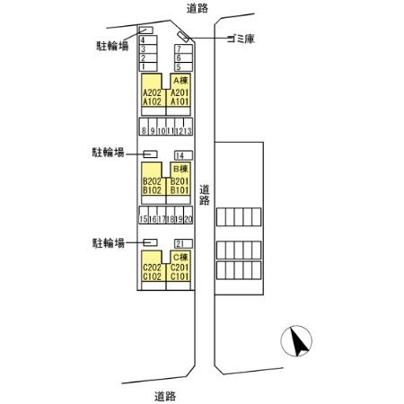 フォブール当新田　A棟の区画図