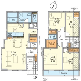 【間取り】 | 【仲介手数料無料！！】八王子市東中野　新築戸建て（全2棟）2号棟　5699万円