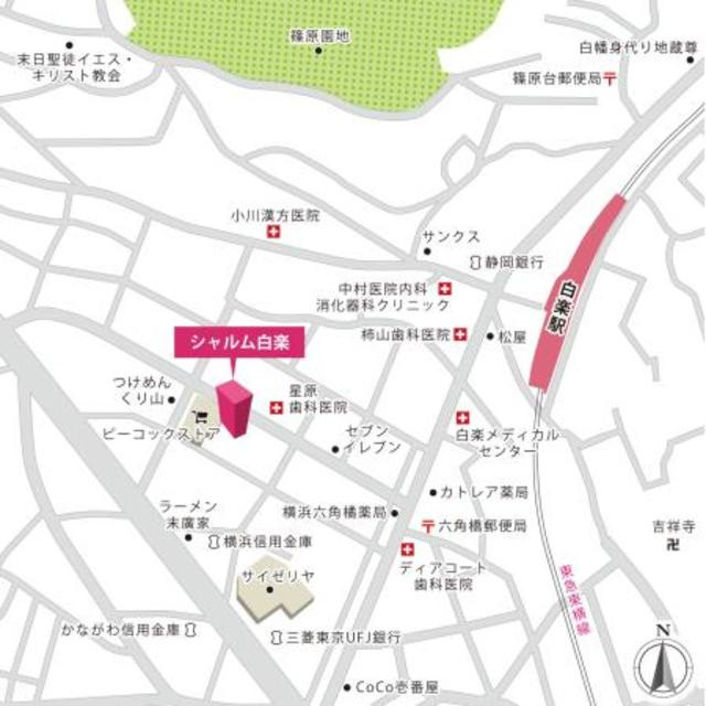 シャルム白楽の地図