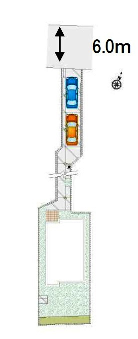 所沢市小手指南4丁目・全5棟　新築一戸建　4号棟の区画図|縦列駐車2台可能です。