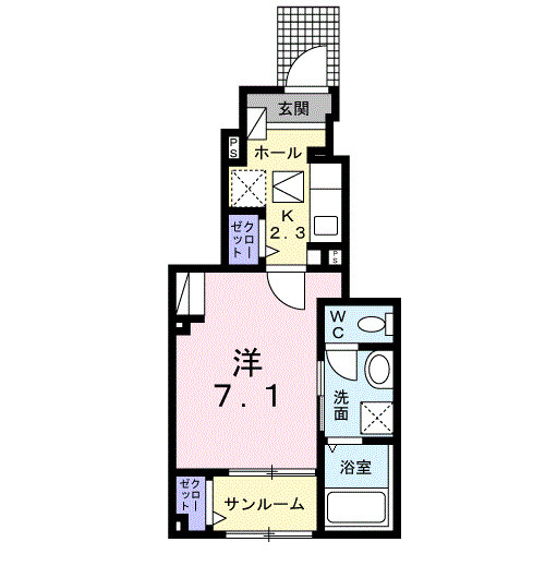 宇部市東梶返１丁目のアパートの間取り