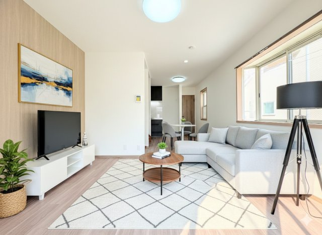 大田区東嶺町　中古戸建て　の居間・リビング|◆一家だんらんのスペースとなるＬＤＫ。窓から明るい光が差し込み、思わず家族の会話も弾む快適な空間。(家具はイメージです)