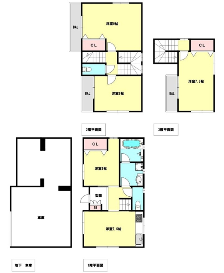 一ヶ谷町の間取り|全室2面採光　6帖以上のゆとりある間取り