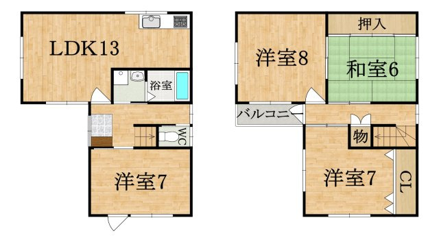 大安寺5丁目貸家の間取り