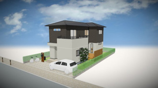 【外観パース】 | 茨木市東奈良1丁目　建築条件無し売土地 | あくまでも外観パースになりますので、ご参考程度にご覧くださいませ。