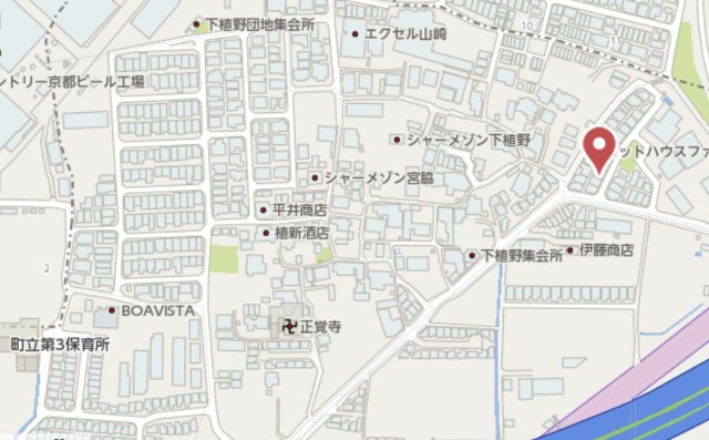 乙訓郡大山崎町下植野二階下　新築戸建の地図