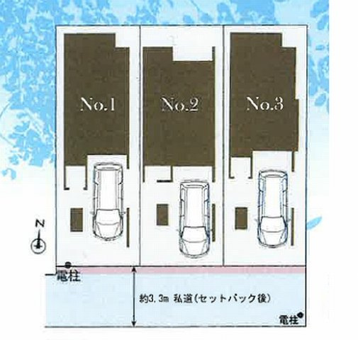【区画図】 | 杉並区今川３丁目　新築戸建て　１号棟 | 1号棟：車庫付き、お車の管理もしやすい新築戸建てになります