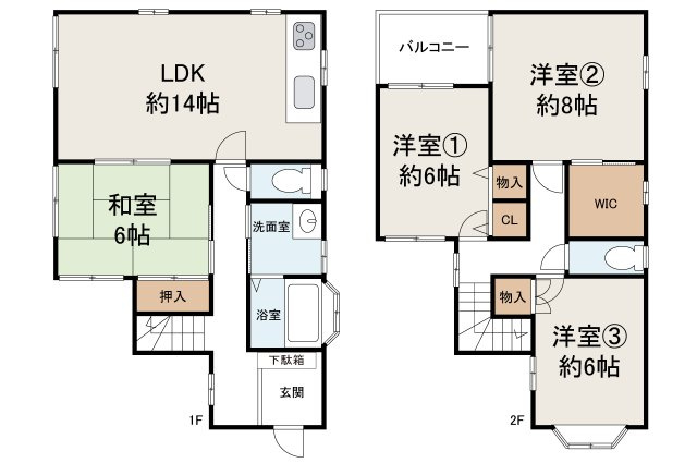貝塚市王子　中古戸建の間取り