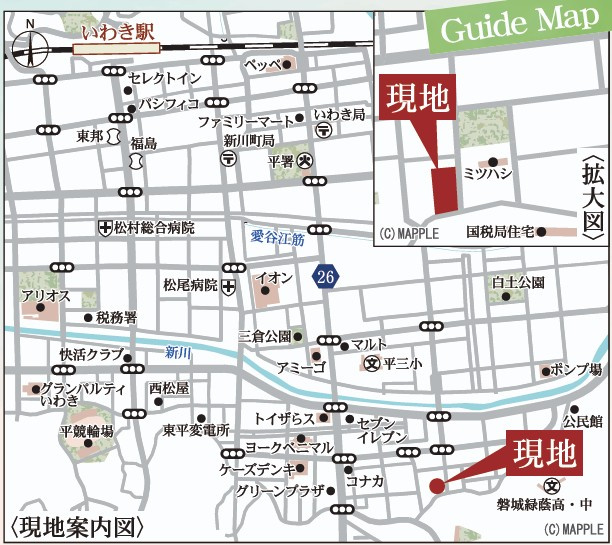 新築戸建・新築建売　いわき市平南白土2期　平第五小・平第三中の地図