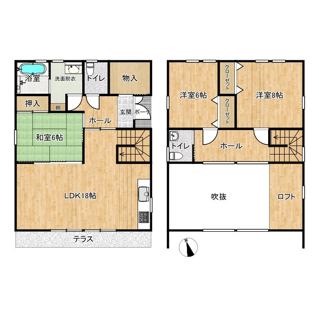 日新町　中古戸建て　オーナーチェンジの間取り